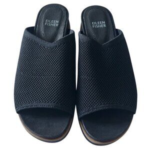 Eileen Fisher Kori Stretch Knit Slide Sandals Black Size Comfort Size 7